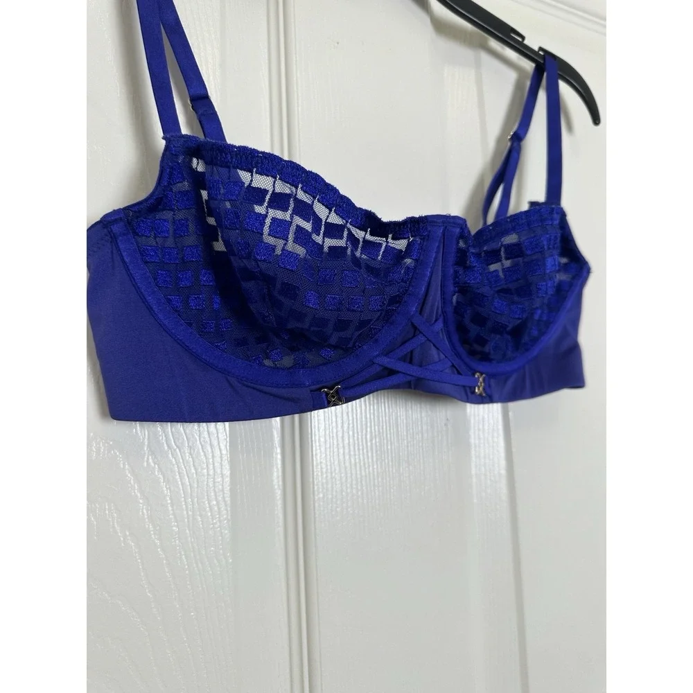 Incanto Italy Women Bra Soft Cup Lace Satin Underwire Rivoli Royal Blue 75C -34C
